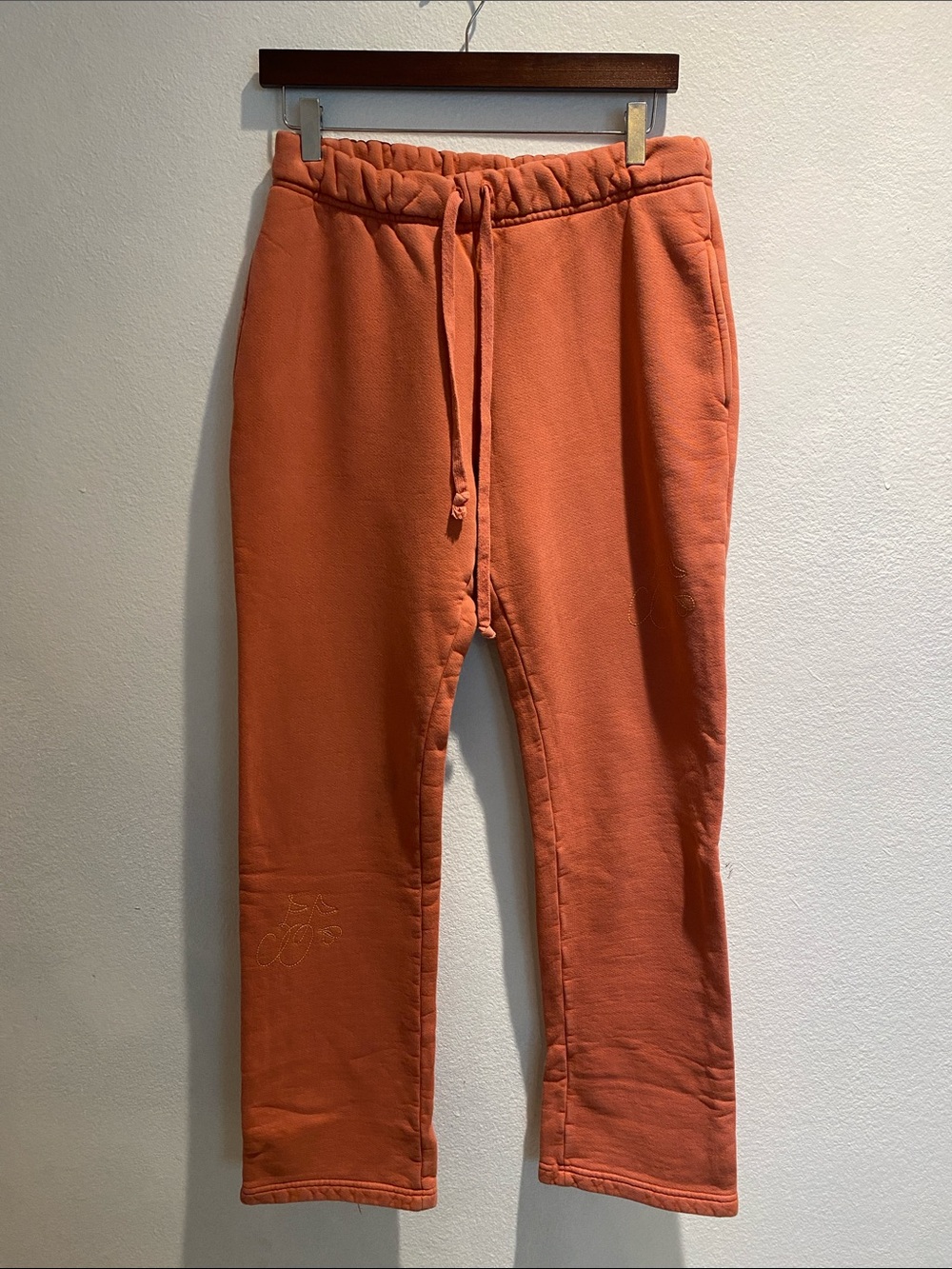 Cherry LA Salmon color sweatpants with embroidered cherries